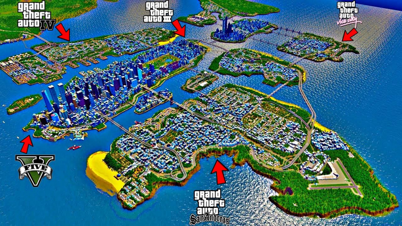 GTA V's map is bigger than GTA 3, Vice City, San Andreas, and GTA IV  combined : r/GTAV